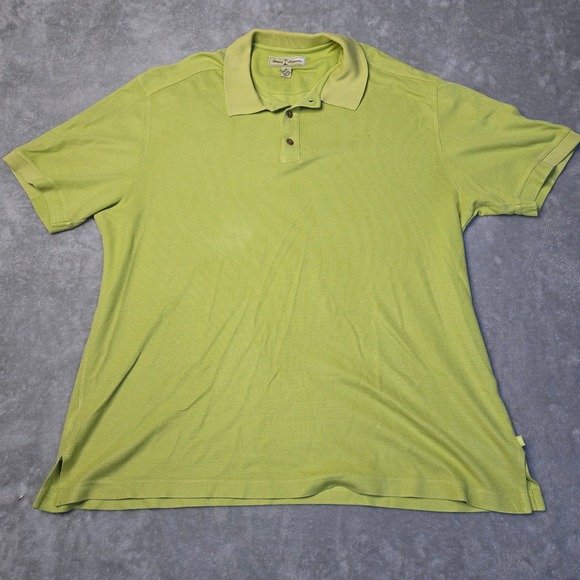 Tommy Bahama Other - Tommy Bahama Polo Shirt Mens XL Lime Green Silk Blend Textured Resort Coastal